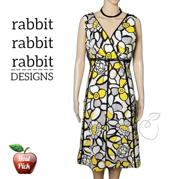 RABBIT RABBIT RABBIT GEO  FLORAL DRESS 12 - Picture 1 of 16